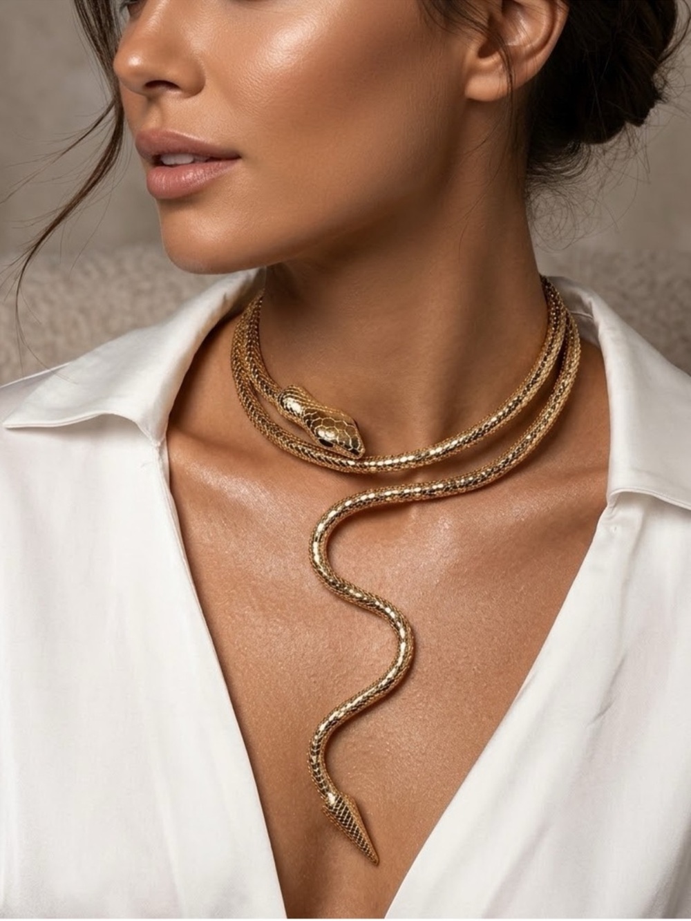 Many Ways To Wear Gold Flexible Snake Necklace, Bracelet B03-31 - Picture 3 of 3